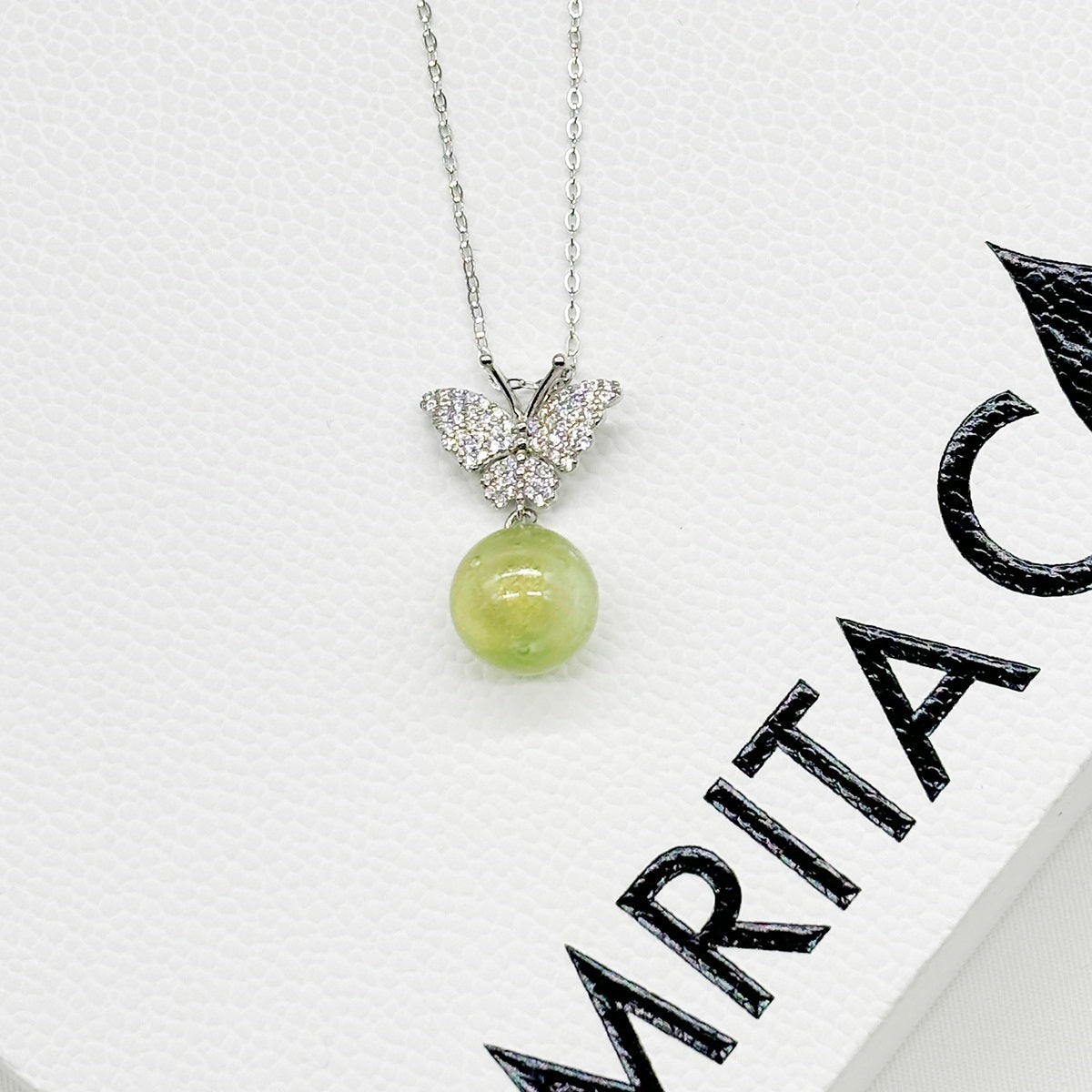 Collier Aroma Papillon Diamant en Argent Sterling - Vert | Énergie & Bien-être | Diffusion Nomade