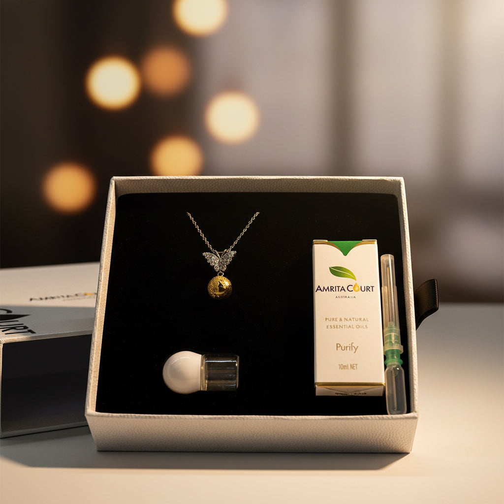 Collier Arôme Papillon Diamant en Argent Sterling - Nuit Étoilée | Énergie & Bien-être | Diffuseur Nomade