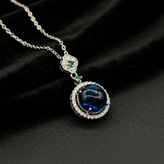 Collier Arôme Joyau Couronne en Argent Sterling - Bleu Marine | Énergie & Guérison | Diffusion en Toute Liberté
