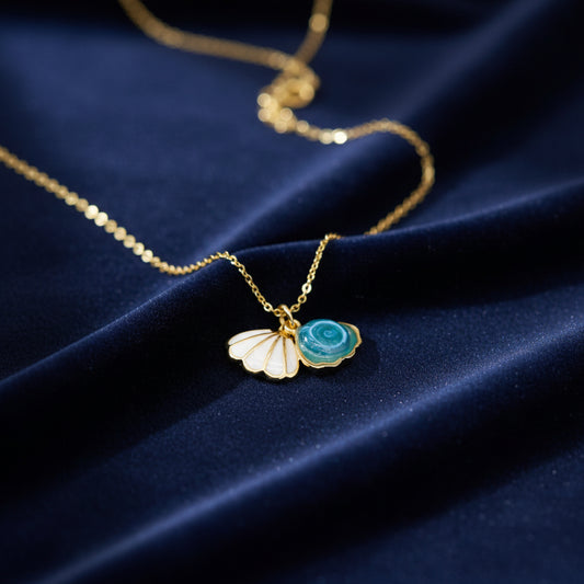 Collier Arôme Coquillage Vert Murano - Brise Océane | Énergie & Guérison | Diffusion en Toute Liberté | Cadeau Argent Sterling