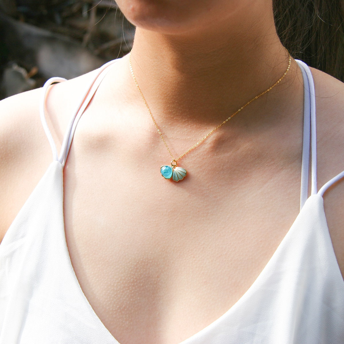 Collier Arôme Coquillage Vert Murano - Brise Océane | Énergie & Guérison | Diffusion en Toute Liberté | Cadeau Argent Sterling