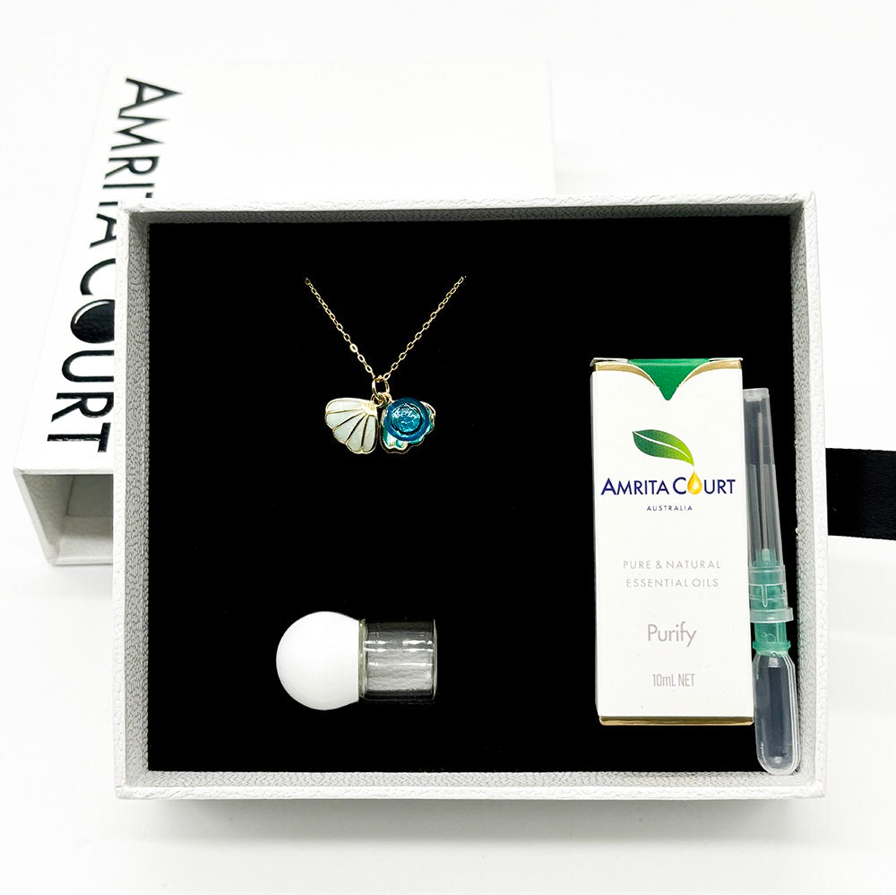 Collier Arôme Coquillage Vert Murano - Brise Océane | Énergie & Guérison | Diffusion en Toute Liberté | Cadeau Argent Sterling