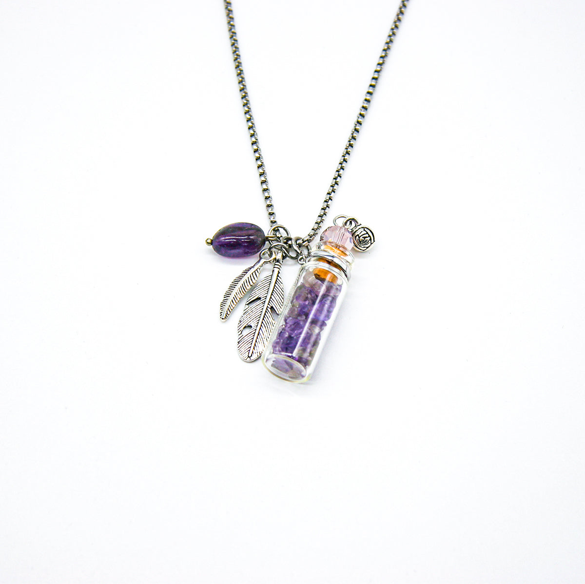 Collier diffuseur en améthyste | Bijou aromatique | Énergie et bien-être | Diffusion nomade