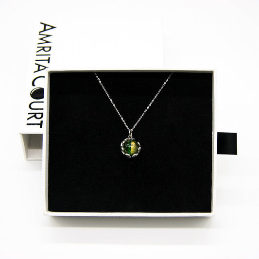 Collier Arôme Planète Murano - Aurum Verdant | Énergie & Guérison | Diffusion en Toute Liberté