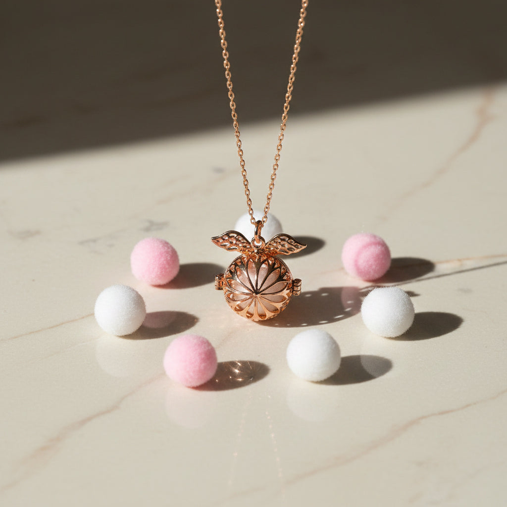 Collier Arôme Boule d'Ange | Énergie & Guérison | Diffusion en Toute Liberté | Cadeau pour Elle