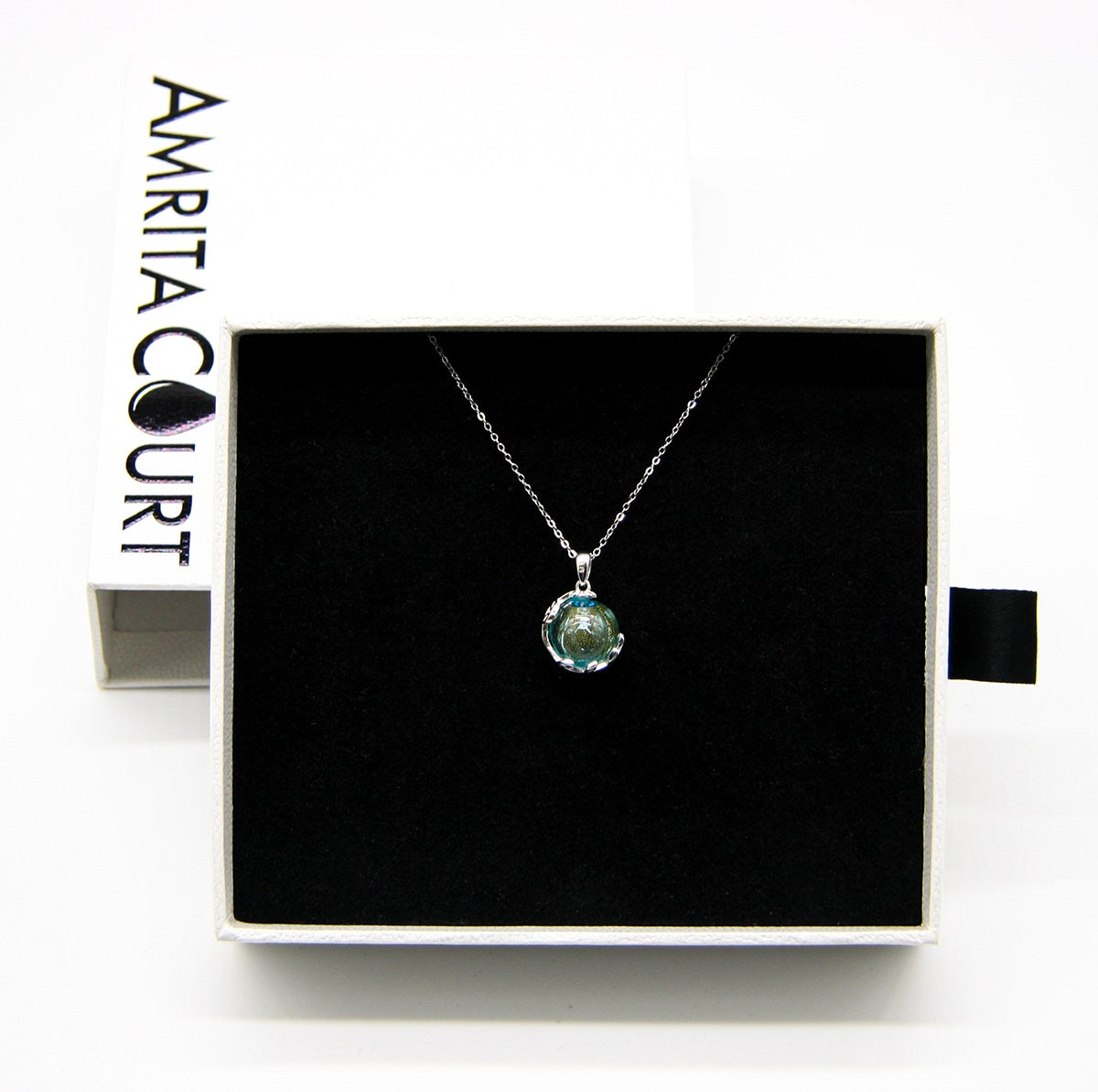 Murano Planet Aroma Necklace - Celestial Aqua | Handcrafted Essential Oil Diffuser Jewelry