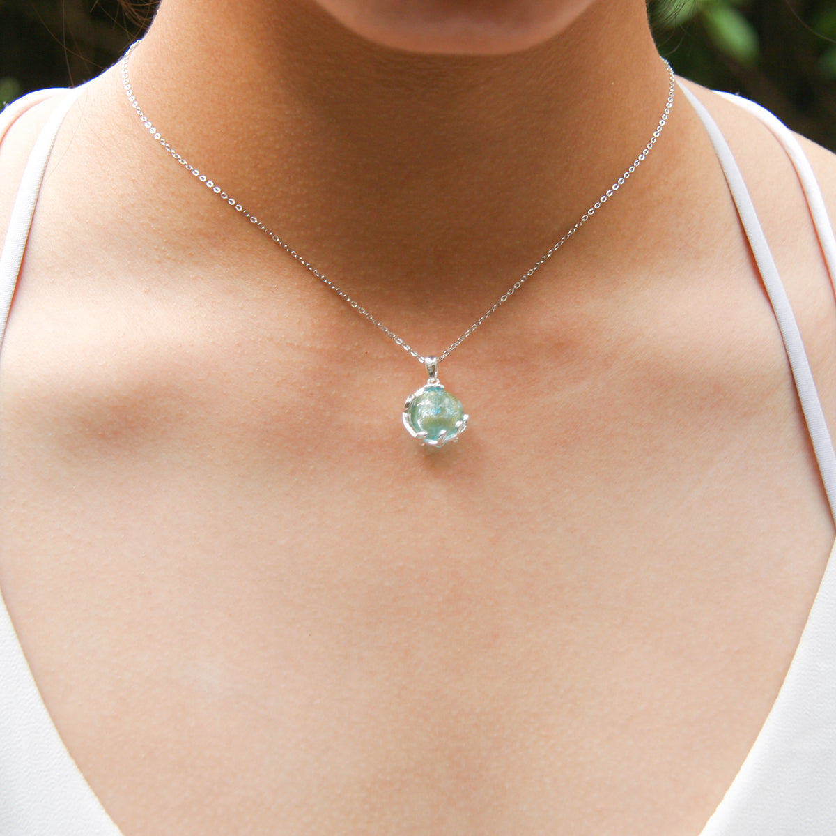 Murano Planet Aroma Necklace - Celestial Aqua | Handcrafted Essential Oil Diffuser Jewelry