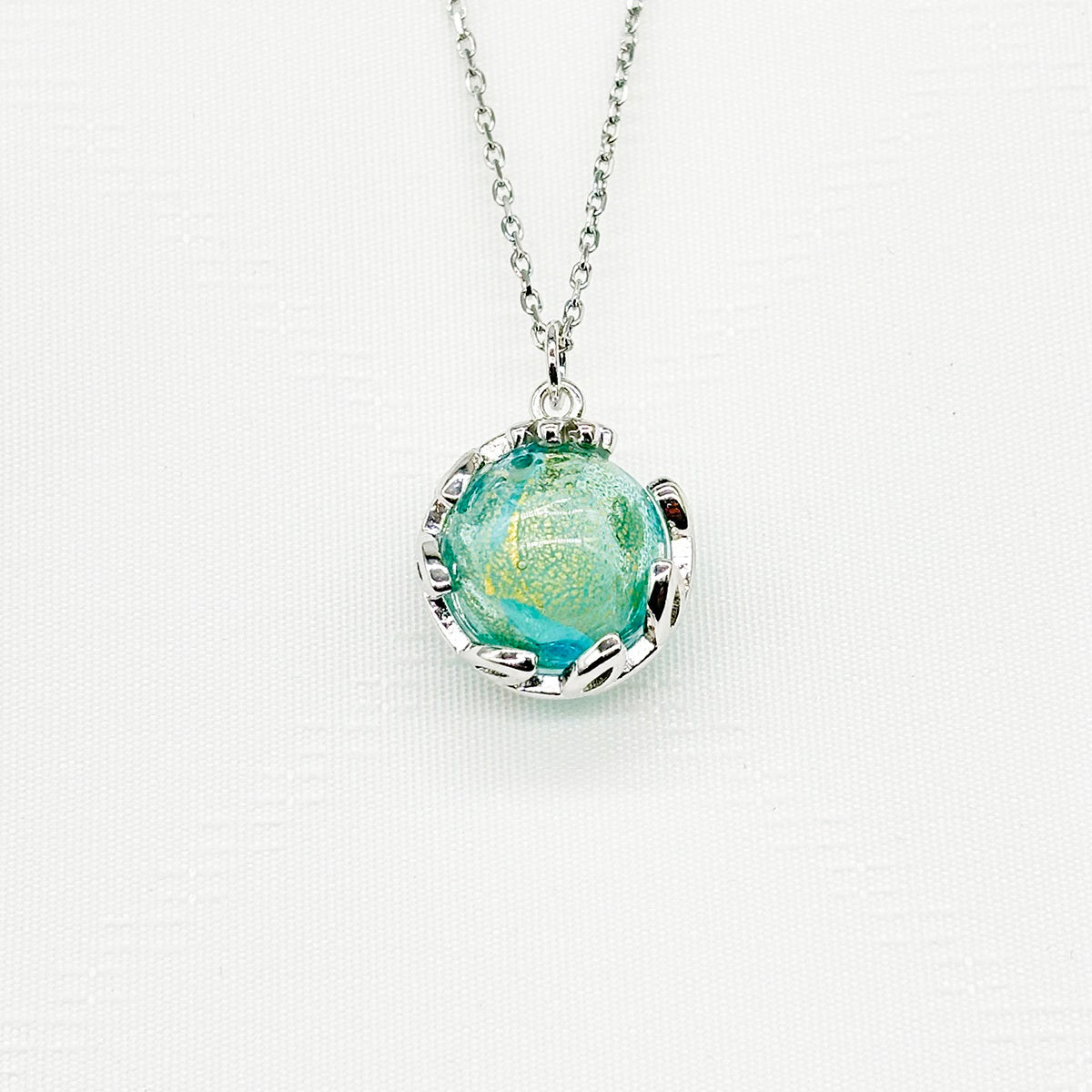 Murano Planet Aroma Necklace - Celestial Aqua | Handcrafted Essential Oil Diffuser Jewelry