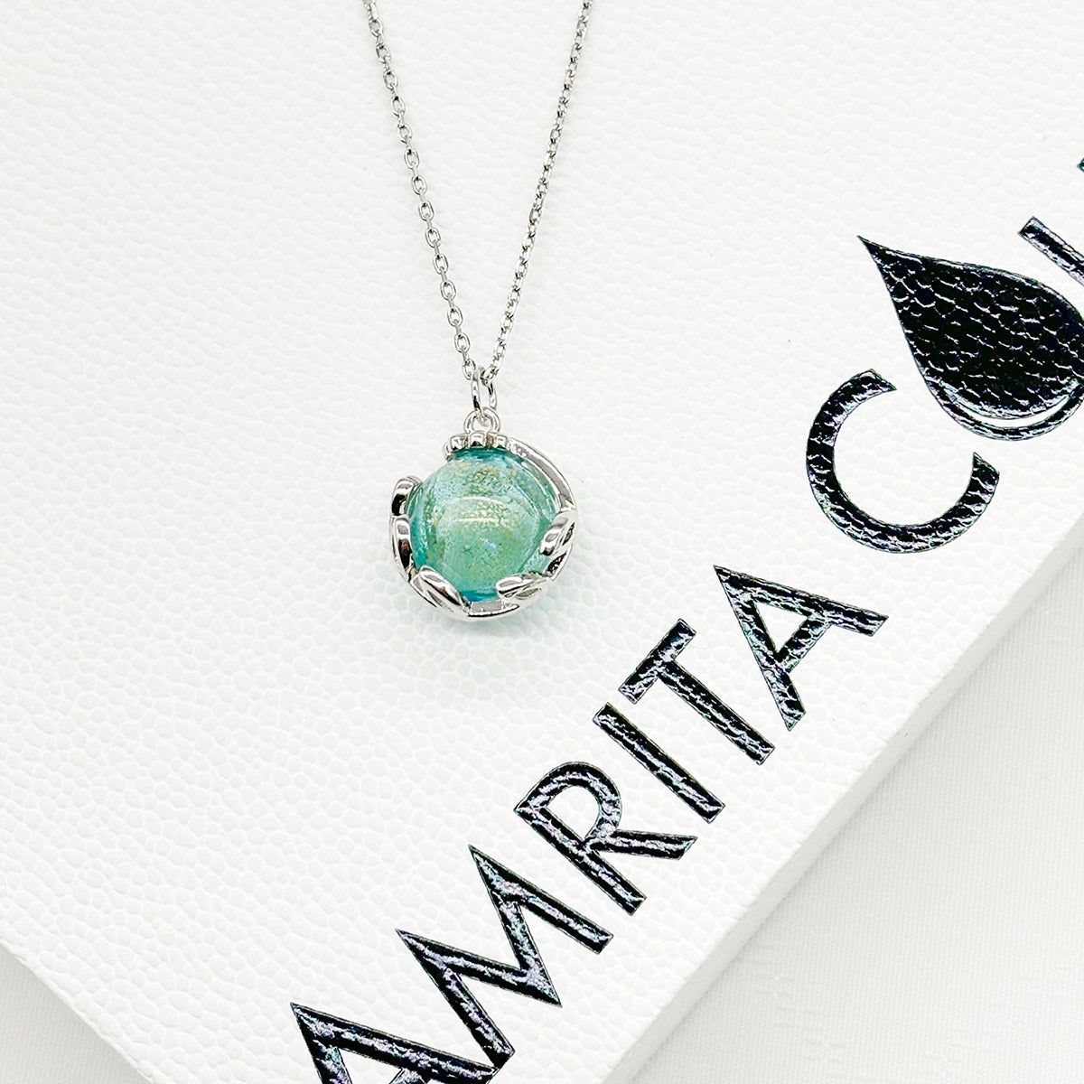 Murano Planet Aroma Necklace - Celestial Aqua | Handcrafted Essential Oil Diffuser Jewelry