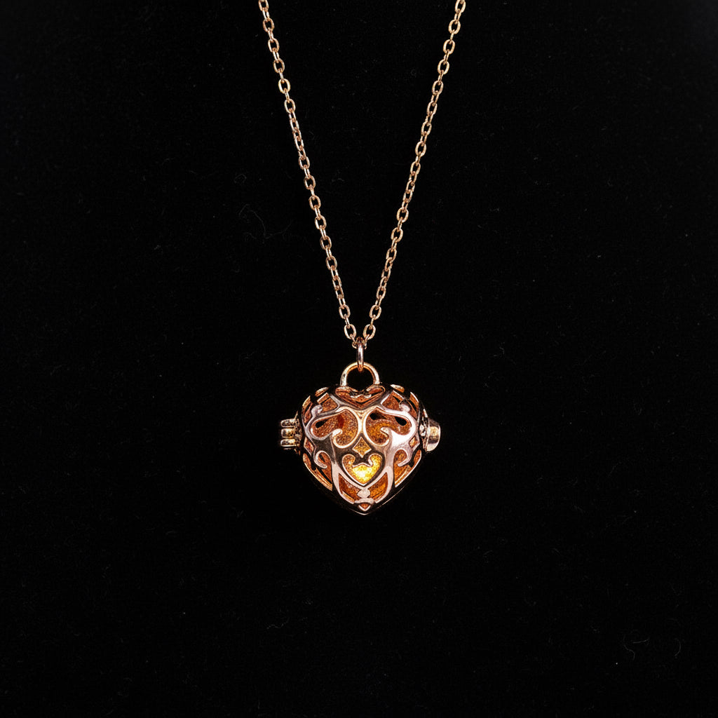 Collier Arôme Cœur d'Amour | Énergie & Guérison | Or Blanc - Or Rose | Cadeau d'Amour