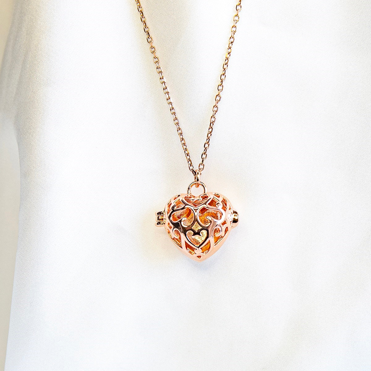 Collier Arôme Cœur d'Amour | Énergie & Guérison | Or Blanc - Or Rose | Cadeau d'Amour