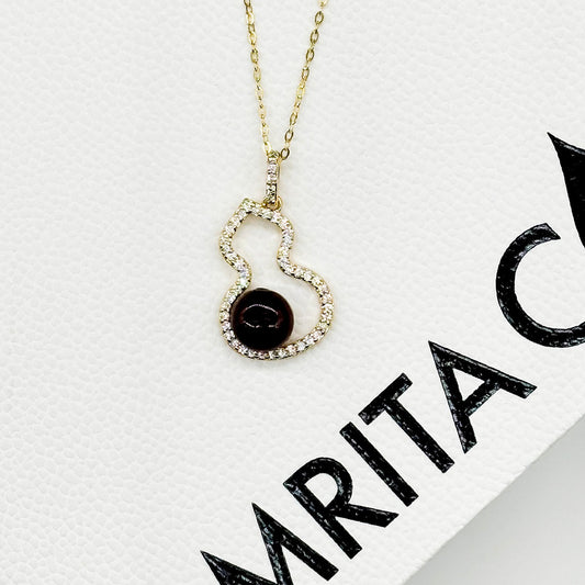Collier Arôme Gourde Dorée - Ametyhste | Énergie & Guérison | Diffusion en Toute Liberté | Chaîne en Argent Sterling