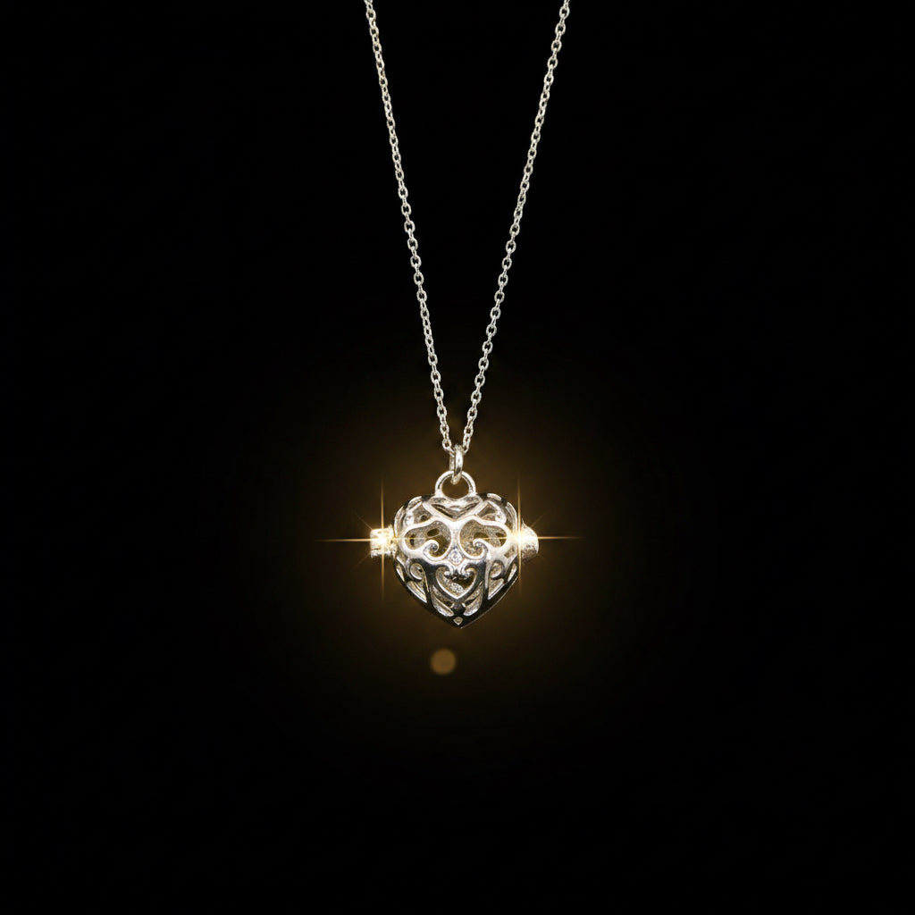 Collier Arôme Cœur d'Amour | Énergie & Guérison | Or Blanc - Or Rose | Cadeau d'Amour