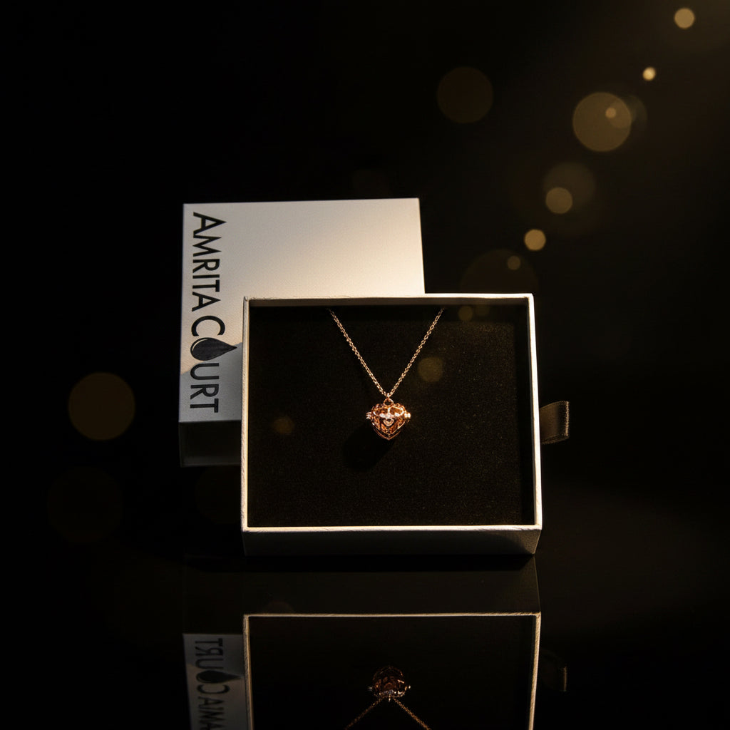 Collier Arôme Cœur d'Amour | Énergie & Guérison | Or Blanc - Or Rose | Cadeau d'Amour