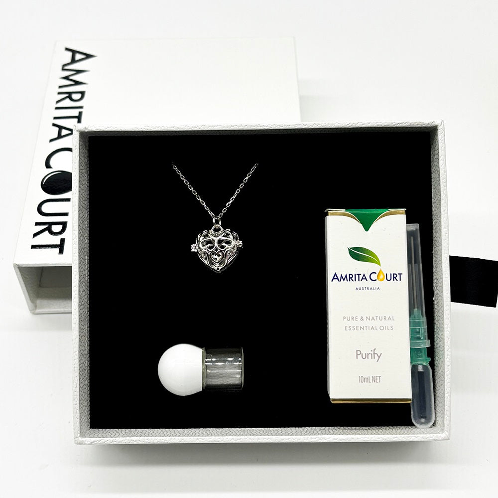 Collier Arôme Cœur d'Amour | Énergie & Guérison | Or Blanc - Or Rose | Cadeau d'Amour