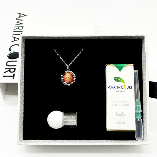 Collier Aroma Planet Murano - Solstice Sunburst | Énergie & Bien-être | Diffusion Nomade
