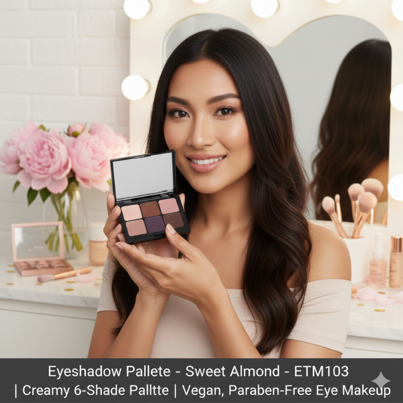 Eyeshadow Palette – Sweet Almond – ETM103 | Creamy 6-Shade Palette | Vegan, Paraben-Free Eye Makeup