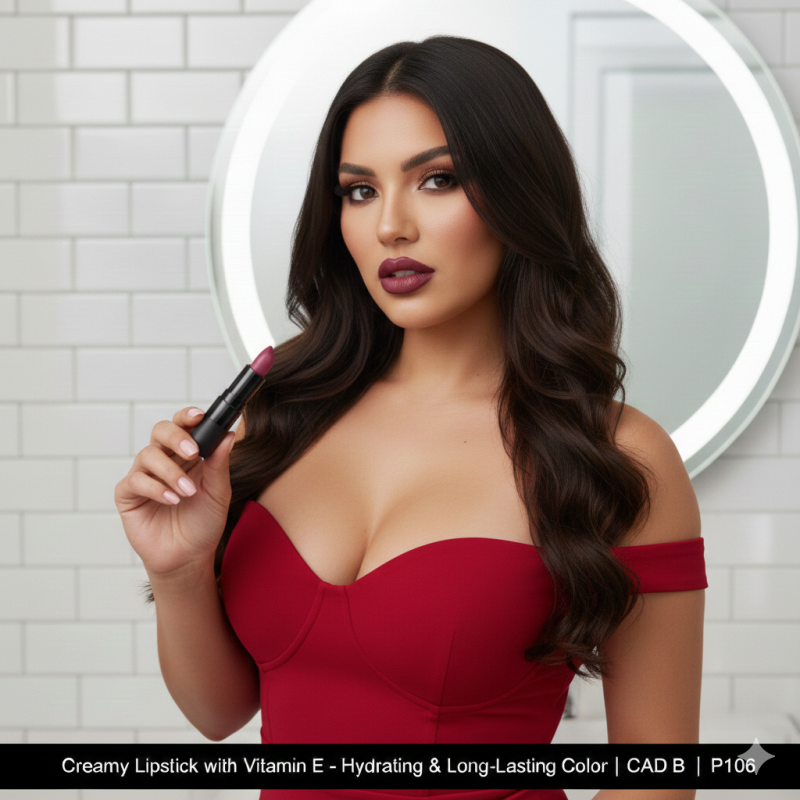 Creamy Lipstick with Vitamin E - Hydrating & Long-Lasting Color | CAD B | P106